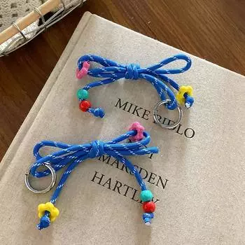 Цветной плетеный шнурок-бантик, милый плетеный брелок для ключей, сумка, подвеска, универсальный мобильный телефон, анти-потеря, шнурок, подарки чёрный