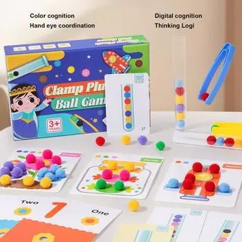 Цветной плюшевый мяч, игра на сопоставление, обучающая игрушка для счета, сортировочные игры для детей старше 3 лет, дошкольное обучение мелкой моторике белый