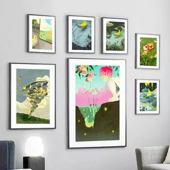 Цветной почтовый ящик для девочек, лунный попугай, TornadoWall, художественные постеры, принты, скандинавская картина на холсте, иллюстрации, фотографии для декора гостиной 21cm30cm NoFrame