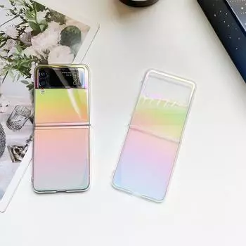 Цветной прозрачный чехол с покрытием для Samsung Galaxy Z Flip 3 Flip 4 5g, прозрачная задняя крышка телефона для Flip3 Flip4, аксессуары для телефонов For Galaxy Z Flip 3