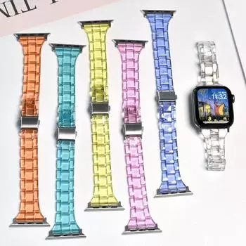 Цветной прозрачный ремешок для Apple Watch Series 8 7 SE 6 5 4 3 модный ремешок для Iwatch 49 мм 41 мм 45 мм 44 мм 40 38 42 браслет 38mm 40mm 41mm