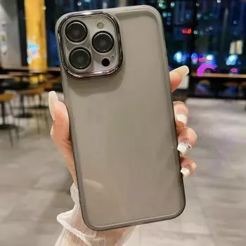 Цветной прозрачный защитный чехол Flim Lens для iPhone 16 Plus 15 14 13 12 Pro Max 11, ударопрочный тонкий мягкий чехол из ТПУ iPhone 15 чёрный