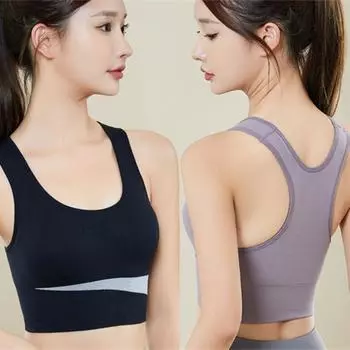 Цветной пуллинг бег спортивный бюстгальтер фитнес амортизирующий бюстгальтер йога большая грудь красивая спина спортивное нижнее белье женщины могут носить M чёрный