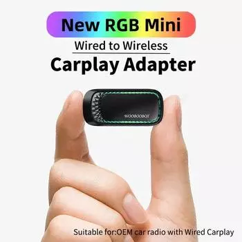 Цветной RGB беспроводной адаптер Carplay Smart AI Box Автомобильный OEM проводной Carplay к беспроводному USB-ключу Carplay MINI Car Play USB