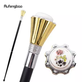 Цветной роскошный цветок с круглой ручкой, модная трость для вечеринки, декоративная трость для косплея, элегантная ручка, посох, ручка 93 см