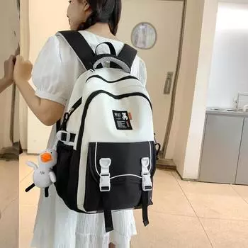 Цветной рюкзак большой емкости для школьников средней школы, школьный рюкзак для пары чёрный