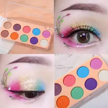 Цветной сценический макияж, тени для век, блестящие тени для век, десять цветов, жемчужные матовые блестящие детские тени для шоу, макияж 01#
