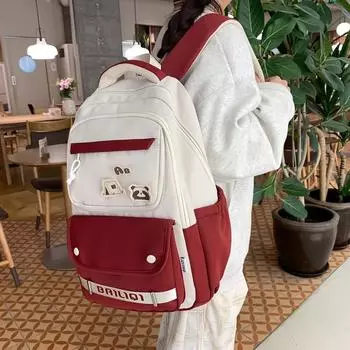 Цветной школьный рюкзак для девочек, рюкзак для учащихся средней школы, рюкзак большой емкости для женщин красный