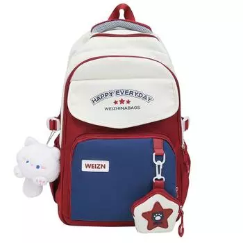 Цветной школьный рюкзак для студента, женская сумка для компьютера, вместительная, с принтом букв, легкий рюкзак с кошельком для монет хаки