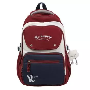 Цветной школьный рюкзак для студента, женский, большой емкости красный