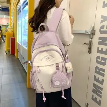 Цветной школьный рюкзак для женщин, большой емкости, для путешествий, для компьютера, студенческий рюкзак красный