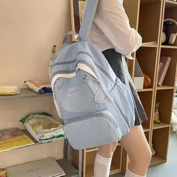 Цветной школьный рюкзак женский большой емкости легкий рюкзак студенческий рюкзак в стиле колледжа чёрный