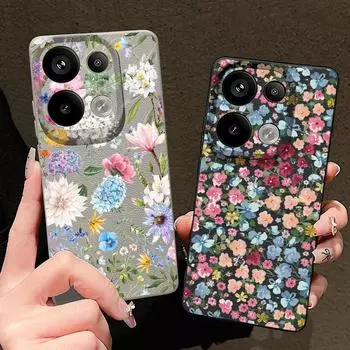 Цветной силиконовый мягкий чехол для телефона с цветочным узором для Xiaomi 13t Poco X6 M6 Pro Redmi Note 14 13 12 11 10 Pro, противоударный кожаный текстурный однотонный чехол Redmi Note 14 Pro чёрный