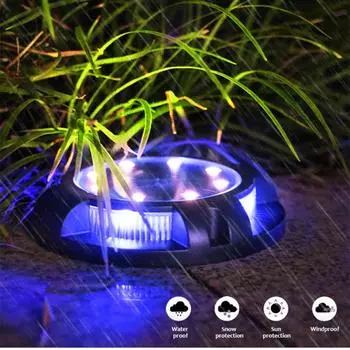 Цветной солнечный светодиодный нижний светильник, круглый, для сада, солнечный подземный светильник, палубный светильник, зарытый солнечный светильник, украшение сада 1box белый