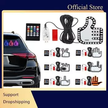 Цветной светодиодный RGB USB забавный жестовый световой индикатор для автомобиля, ручной светильник, забавный светодиодный индикатор для автомобиля, средний палец, аксессуары для грузовика и автомобиля