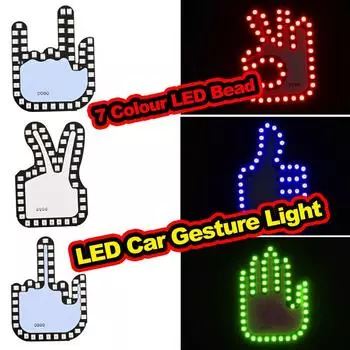 Цветной светодиодный RGB USB забавный жестовый световой индикатор для автомобиля, ручной светильник, забавный светодиодный индикатор для автомобиля, средний палец, аксессуары для грузовика и автомобиля RGB