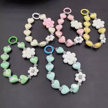 Цветной телефонный брелок с бисером в виде солнца, украшение на сумку, подарок для студента жёлтый