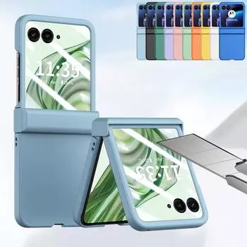 Цветной тонкий ультратонкий жесткий закаленный стеклянный чехол-пленка для Motorola Razr 50, приятный на ощупь, ударопрочный, деловой, с полной защитой Moto Razr 50 Ultra чёрный