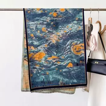 Цветной винтажный принт Толстый шарф из искусственного кашемира Женский Мужской Зимний Теплый Шарф Дорожная шаль Буфанда Эшарп Одеяло Накидки 65X180cm