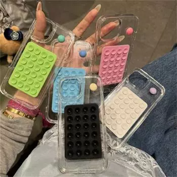 Цветной забавный прозрачный чехол с присоской для iPhone 16 15 14 13 12 Pro Max 11 стильный эстетичный противоударный мягкий чехол iPhone 16 Pro Max белый