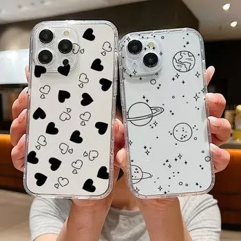 Цветной защитный чехол для объектива с рисунком маленьких сердец любви, мягкий чехол из ТПУ для iPhone 15 14 Pro Max 13 Pro 12 11 XS XR 7 8 Plus, прозрачный противоударный тонкий чехол для телефона iPhone 15