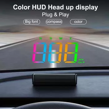 Цветной ЖК-дисплей, скорость, миль/ч, км/ч, высокое разрешение, HUD, GPS, Beidou, двойной дисплей для автомобиля, 5 В, USB, M2S, проектор на лобовое стекло black