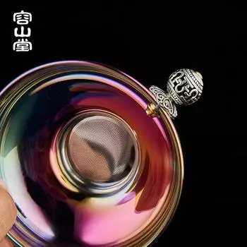 Цветной золотой и серебряный стеклянный держатель для слива чая, фильтр для чая, сетка для чая, перегородка для чая, креативные аксессуары для чайного сервиза