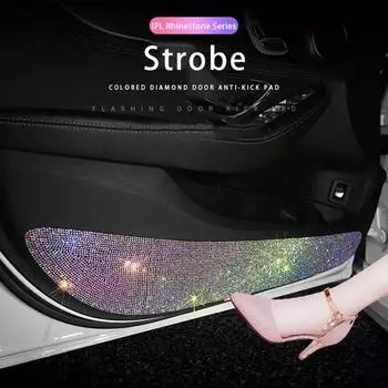 Цветные алмазные наклейки на автомобиль универсальные противоударные автомобильные защитные наклейки на двери блестящие стразы аксессуары для салона автомобиля чёрный