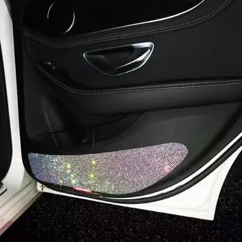 Цветные алмазные наклейки на автомобиль универсальные противоударные автомобильные защитные наклейки на двери блестящие стразы аксессуары для салона автомобиля чёрный