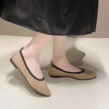 Цветные блоки плоская подошва мягкая подошва одиночные туфли с выемками трикотажные туфли 36 чёрный