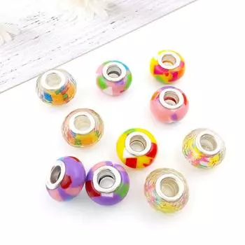 Цветные бусины, большие отверстия, смоляные бусины, 10 шт., бусины для домашнего декора, 8x14 мм, браслет, радуга Style 5