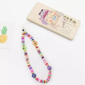 Цветные бусины для цепочек для мобильных телефонов, продажа мягкой керамики «дьявольский глаз», производители разноцветных шнурков для цепочек для мобильных телефонов.