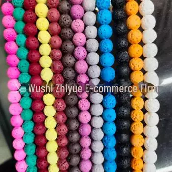 Цветные бусины из вулканического камня: Круглые бусины для самодельных украшений и браслетов 8MM/(47 pieces) коричневый