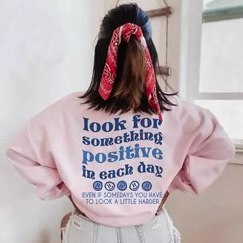 Цветные ищите что-то позитивное в худи на каждый день, женские толстовки с капюшоном, пуловеры, унисекс, джемперы из чистого хлопка, толстовки с капюшоном S белый