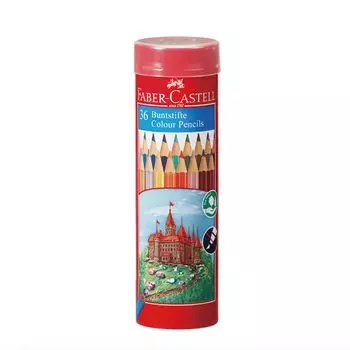 цветные карандаши круглые баночки 36 цветов набор Faber-Castell на масляной основе TFC-CPK/36C