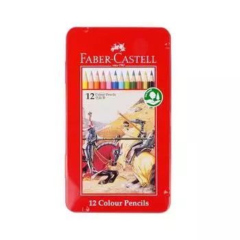 цветные карандаши плоские баночки 12 цветов набор Faber-Castell на масляной основе TFC-CP/12C