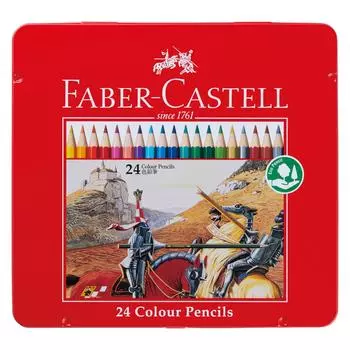 цветные карандаши плоские баночки 24 цвета набор Faber-Castell на масляной основе TFC-CP/24C
