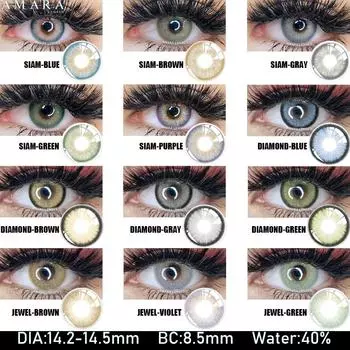 Цветные контактные линзы AMARA для глаз, синие линзы, цветные контактные линзы для глаз, цветные 2 шт., ежегодный макияж, красота, ученик