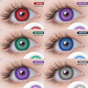 Цветные контактные линзы для глаз Eyeshare, 1 пара, цветные линзы для косплея в стиле аниме, синие, черные линзы для Хэллоуина, контактные линзы, косметический макияж