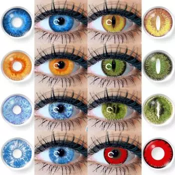 Цветные контактные линзы для глаз, косметические контактные линзы для косплея, сумасшедшие линзы, линзы для глаз на Хэллоуин, 1 пара, цветные линзы в стиле аниме