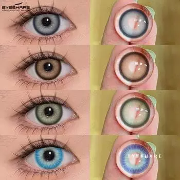 Цветные контактные линзы EYESHAER, светло-голубые линзы для очков, темно-коричневые линзы естественного цвета, ярко-голубые модные линзы, 1 пара
