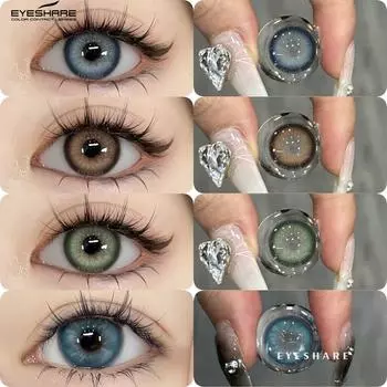 Цветные контактные линзы Eyeshare, 1 пара, синие натуральные линзы для очков, коричневые ежедневные косметические линзы, зеленые годовые одноразовые косметические линзы 0