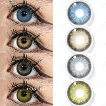 Цветные контактные линзы EYESHARE, синие очковые линзы, темно-зеленые контактные линзы, темно-коричневые линзы, 1 пара розовых модных контактных линз 0