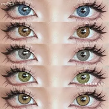 Цветные контактные линзы EYESHARE, светло-голубые линзы, коричневые натуральные линзы, розовые нежные линзы, серые линзы, зеленые модные линзы, 1 пара 0