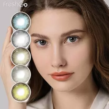 Цветные контактные линзы Freshgo с бриллиантами для глаз, косметика, блестящие цветные контактные линзы, мягкие цветные линзы для глаз, 1 пара годовых линз 14.5mm