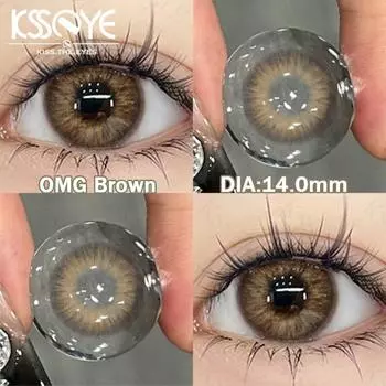 Контактные линзы MillCreek Color OMG Series 2 шт./1 пара, мягкие, диаметр глаз 14,0 мм, для ежегодного использования, OMG коричневые/серые/зеленые/фиолетовые серый