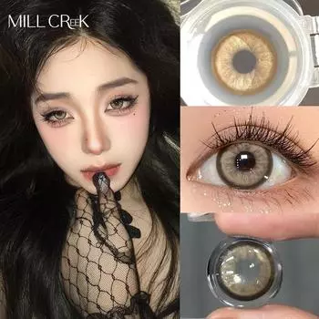 Цветные контактные линзы Mill Creek, 14,5 мм, с защитой от ультрафиолета, синие/зеленые/коричневые контактные линзы Барби, мягкие и удобные, срок использования 1 год золотой