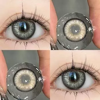 Цветные контактные линзы Mill Creek, 2 шт., с гибридной моделью 0 градусов серой радужной оболочки, гидрогелевые контакты, мягкая и удобная косметика для глаз серебряный