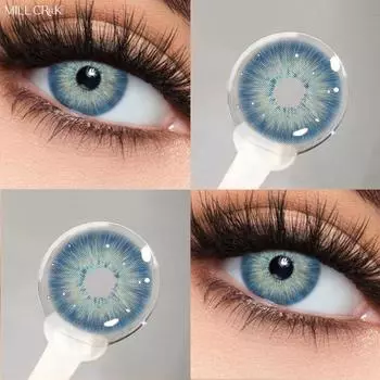 Цветные контактные линзы Mill Creek, 2 шт., 14,2/14,5 мм, синие контактные линзы, ежегодное использование, косметические контактные линзы синий