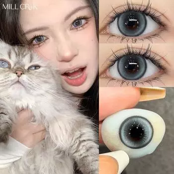 Цветные контактные линзы Mill Creek с косметической продукцией Korean Beauty 14,5 мм 0 Power Natural Color Diopter Eye 2 шт. Контактные линзы для ежегодного использования при близорукости -1.50 синий